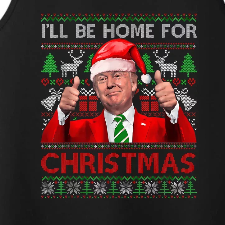 ILl Be Home For Christmas Santa Trump Xmas Pajamas Funny Performance Tank