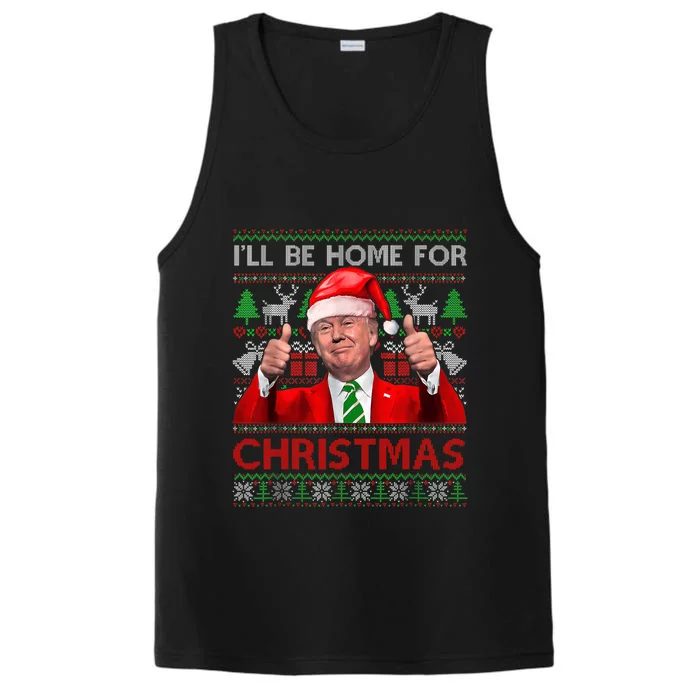 ILl Be Home For Christmas Santa Trump Xmas Pajamas Funny Performance Tank