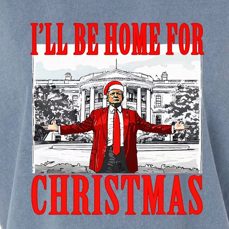 Ill Be Home For Christmas Santa Garment-Dyed Women's Muscle Tee