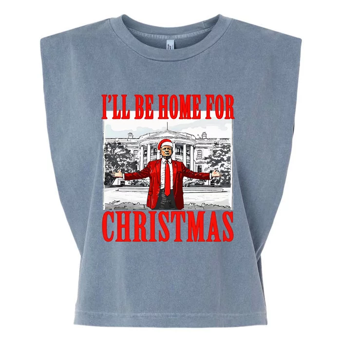 Ill Be Home For Christmas Santa Garment-Dyed Women's Muscle Tee