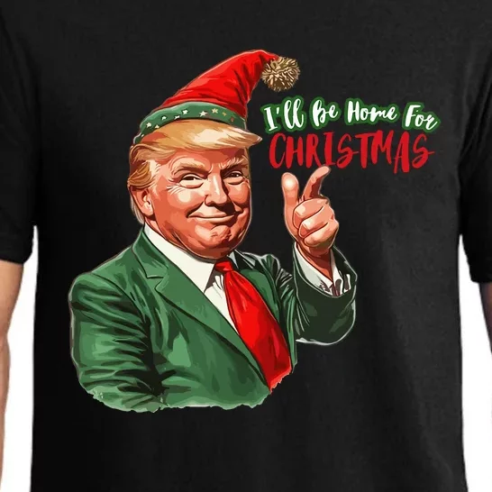 ILl Be Home For Christmas Funny Santa Claus Trump 2024 Pajama Set