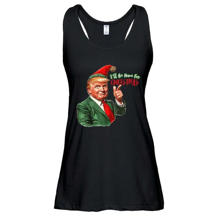 ILl Be Home For Christmas Funny Santa Claus Trump 2024 Ladies Essential Flowy Tank