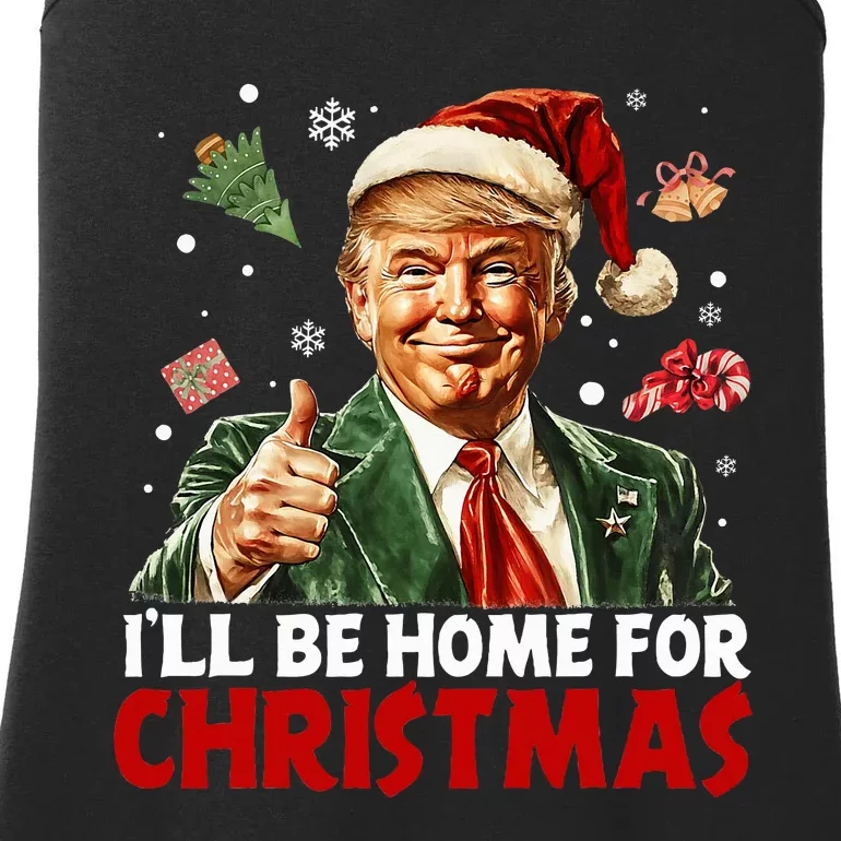 ILl Be Home For Christmas Santa Funny Trump Xmas Pajamas Ladies Essential Tank