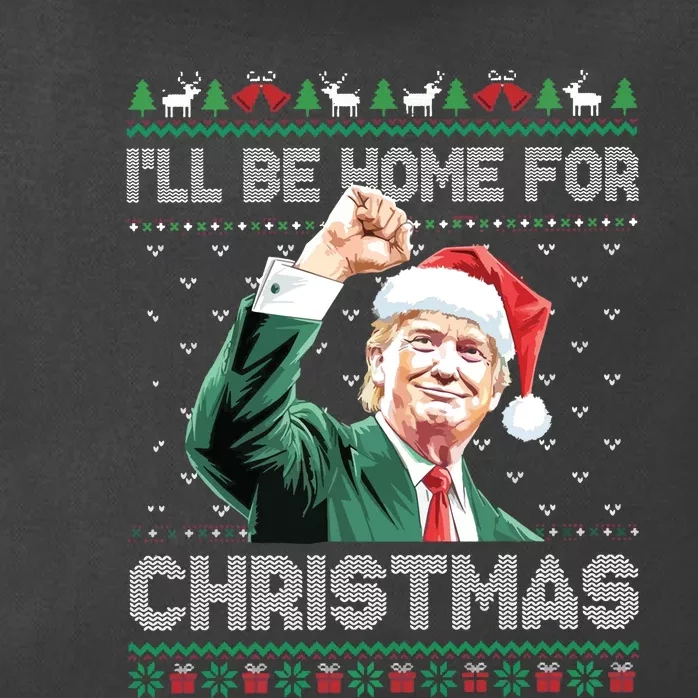 ILl Be Home For Christmas Funny Trump 2024 Ugly Christmas Zip Tote Bag