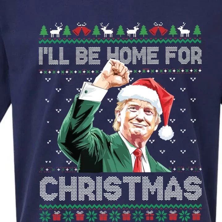 ILl Be Home For Christmas Funny Trump 2024 Ugly Christmas Sueded Cloud Jersey T-Shirt