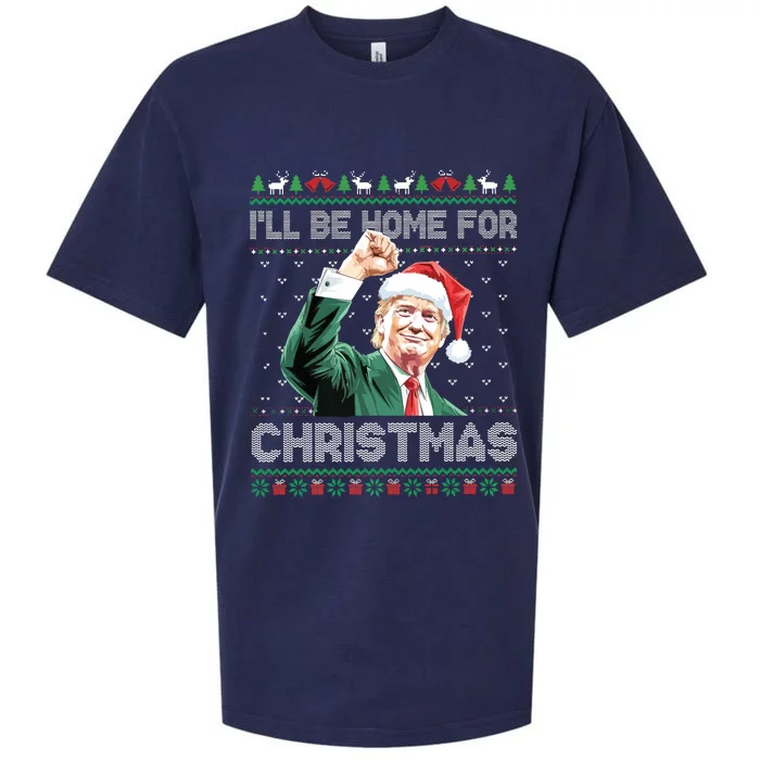 ILl Be Home For Christmas Funny Trump 2024 Ugly Christmas Sueded Cloud Jersey T-Shirt