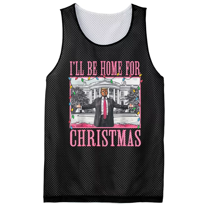 ILl Be Home For Christmas Santa Funny Trump Xmas Pajamas Mesh Reversible Basketball Jersey Tank