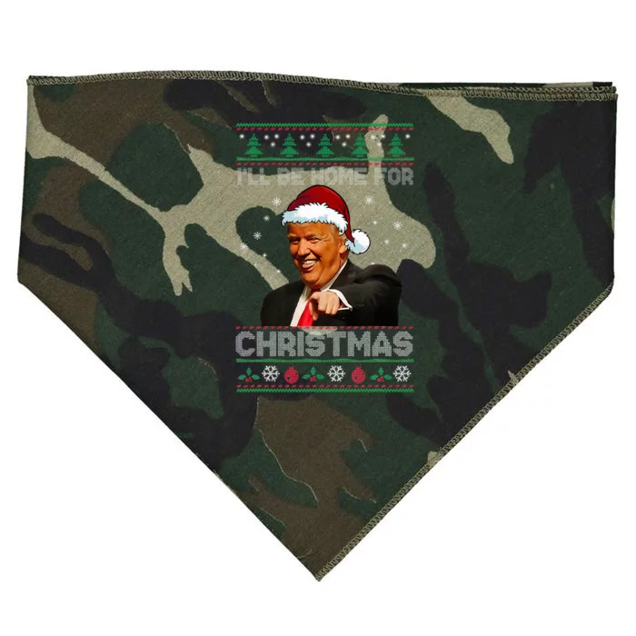 ILl Be Home For Christmas Santa Trump Xmas Pajamas USA-Made Doggie Bandana