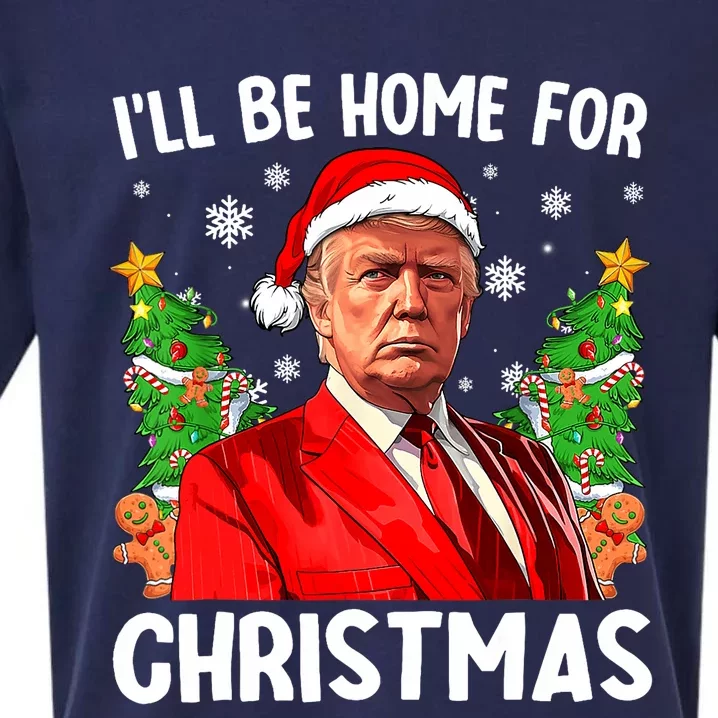 ILl Be Home For Christmas Funny Trump Santa 2024 Christmas Sueded Cloud Jersey T-Shirt