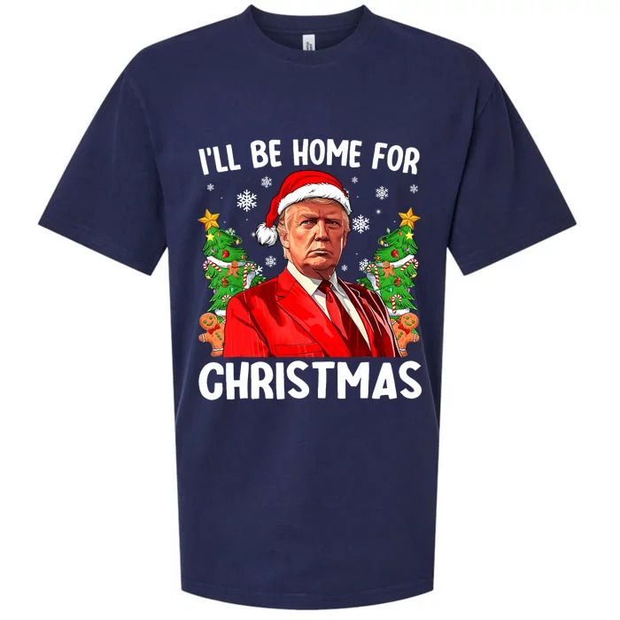 ILl Be Home For Christmas Funny Trump Santa 2024 Christmas Sueded Cloud Jersey T-Shirt