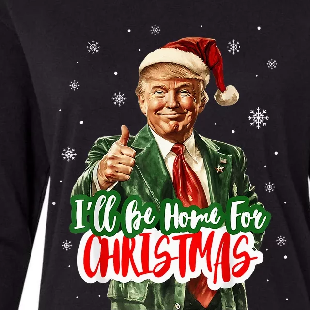 ILl Be Home For Christmas Santa Trump Xmas Pajamas Womens Cotton Relaxed Long Sleeve T-Shirt