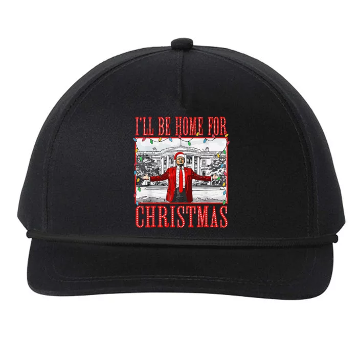 ILl Be Home For Christmas Santa Funny Trump Xmas Pajamas Snapback Five-Panel Rope Hat