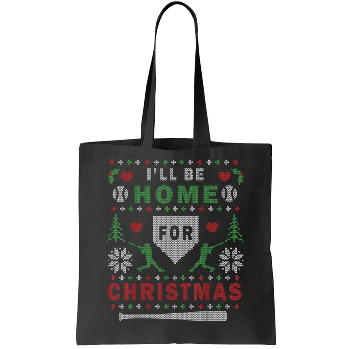 Ill Be Home For Christmas Baseball Ugly Christmas Tote Bag