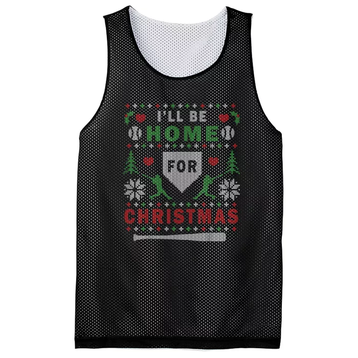 Ill Be Home For Christmas Baseball Ugly Christmas Mesh Reversible Basketball Jersey Tank