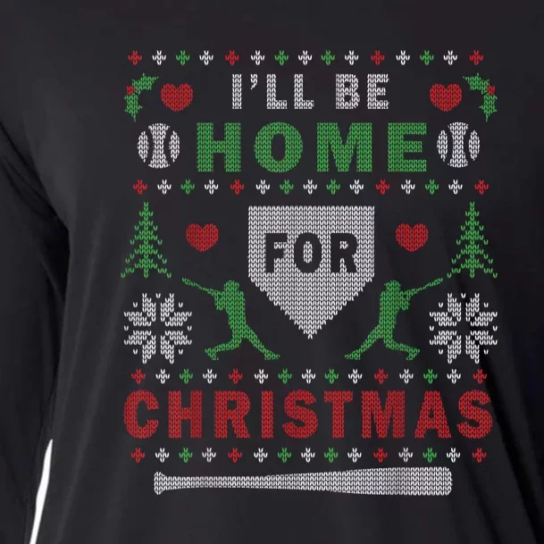 Ill Be Home For Christmas Baseball Ugly Christmas Cooling Performance Long Sleeve Crew