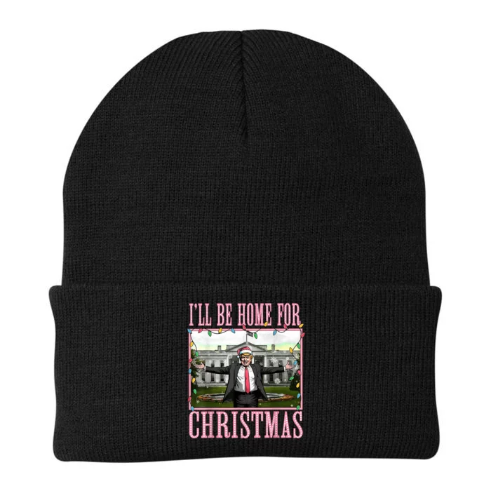 Ill Be Home For Christmas Funny Santa Claus Trump 2024 Knit Cap Winter Beanie