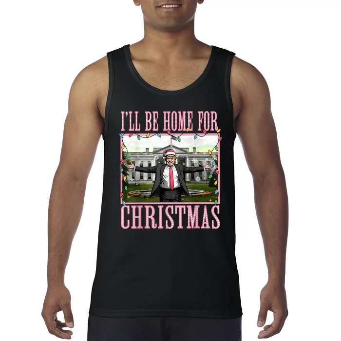 Ill Be Home For Christmas Funny Santa Claus Trump 2024 Tank Top