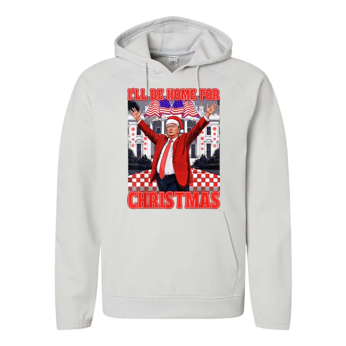 Ill Be Home For Christmas Santa Funny Trump Xmas Pajamas Performance Fleece Hoodie