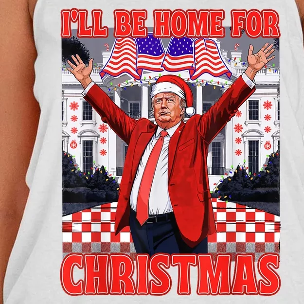 Ill Be Home For Christmas Santa Funny Trump Xmas Pajamas Women's Knotted Racerback Tank