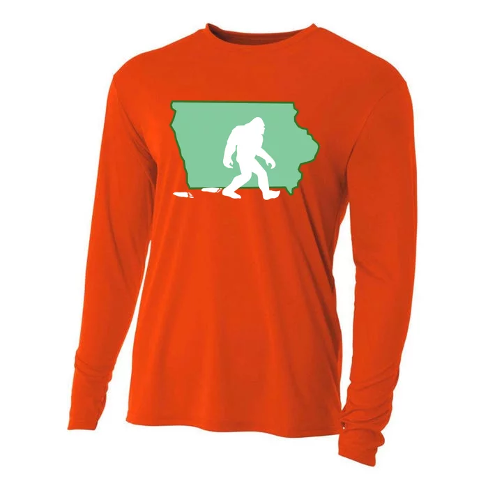 Iowa Bigfoot Hunter State Gift Cooling Performance Long Sleeve Crew