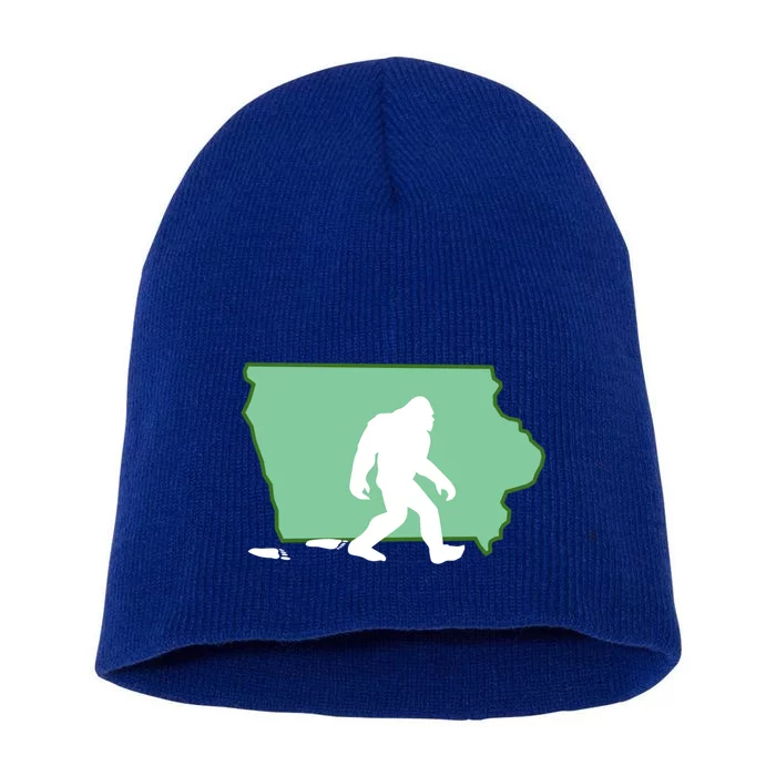 Iowa Bigfoot Hunter State Gift Short Acrylic Beanie