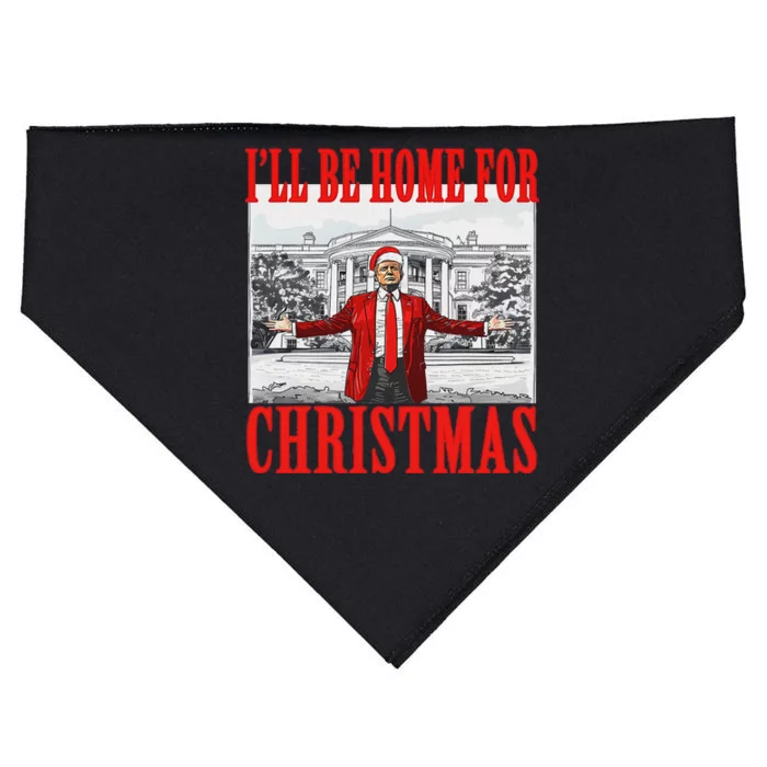 ILl Be Home For Christmas Santa Funny Trump Xmas Pajamas USA-Made Doggie Bandana