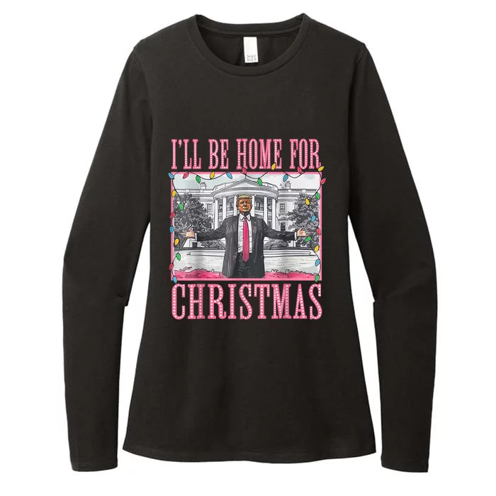 ILl Be Home For Christmas Santa Funny Trump Xmas Pajamas Womens CVC Long Sleeve Shirt