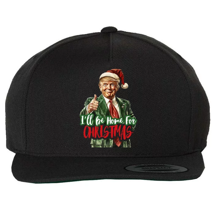 ILl Be Home For Christmas Santa Trump Xmas Pajamas Wool Snapback Cap