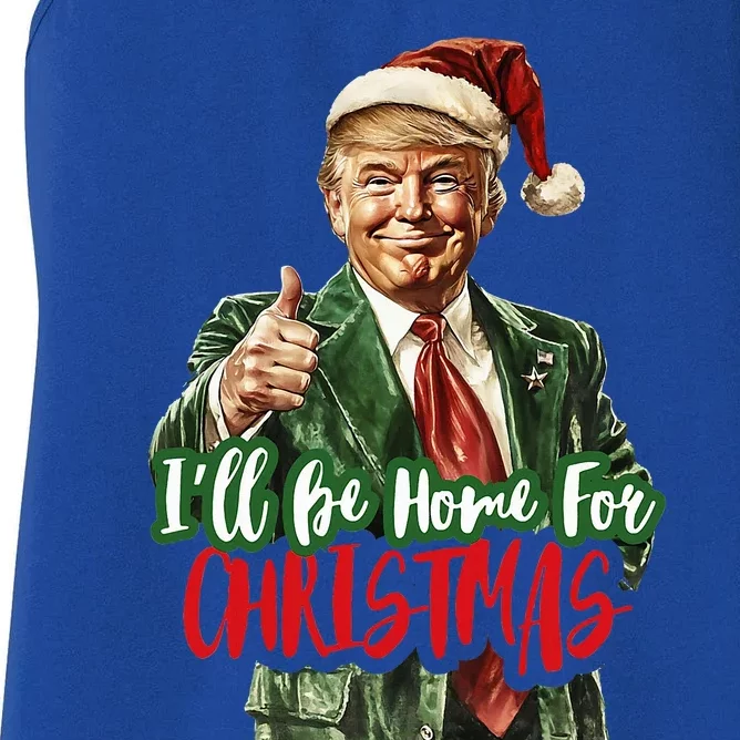 ILl Be Home For Christmas Santa Trump Xmas Pajamas Women's Racerback Tank