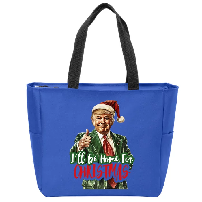 ILl Be Home For Christmas Santa Trump Xmas Pajamas Zip Tote Bag