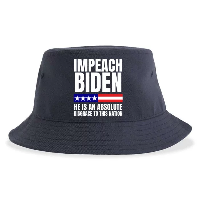 Impeach Biden He Is An Absolute Disgrace To This Nation Political Gift Sustainable Bucket Hat