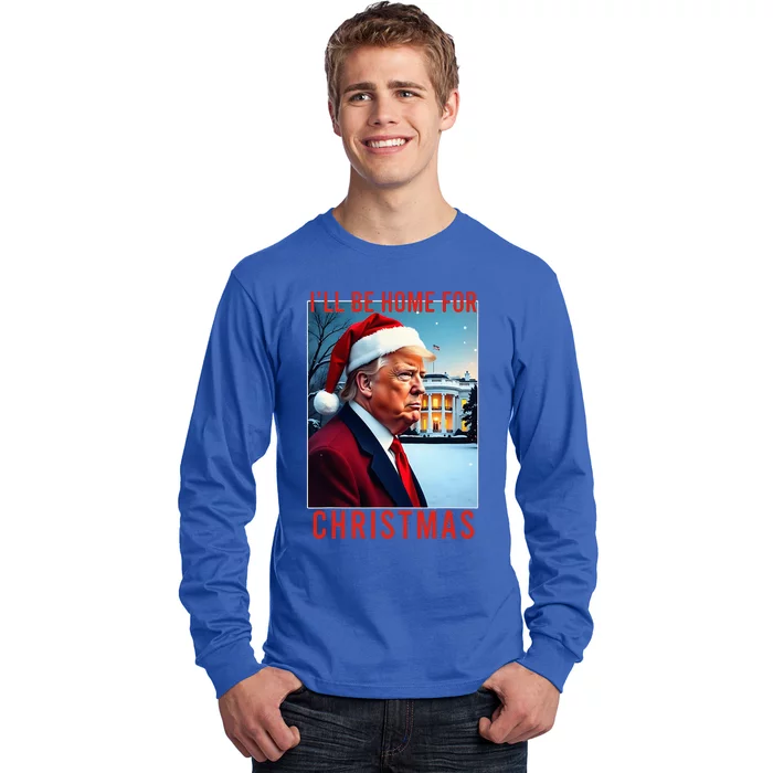 ILl Be Home For Christmas Santa Funny Trump Xmas Pajamas Long Sleeve Shirt