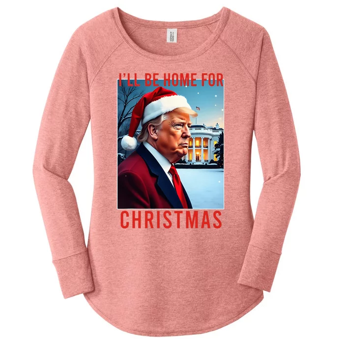 ILl Be Home For Christmas Santa Funny Trump Xmas Pajamas Women's Perfect Tri Tunic Long Sleeve Shirt