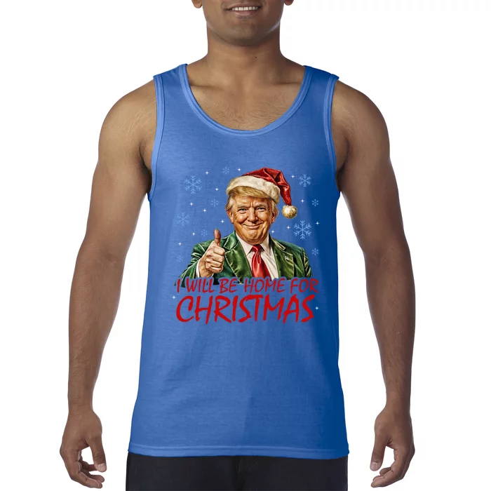 ILl Be Home For Christmas Funny Santa Claus Trump 2024 Gift Tank Top