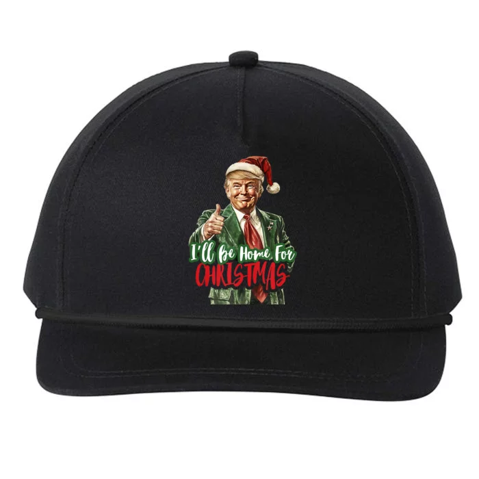 ILl Be Home For Christmas Santa Trump Xmas Pajamas Funny Snapback Five-Panel Rope Hat