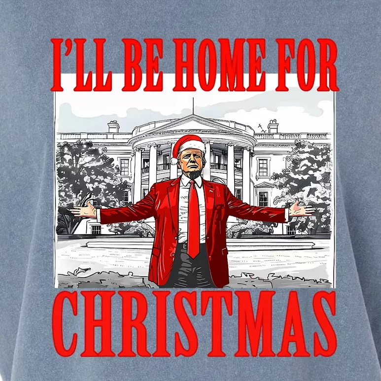 ILl Be Home For Christmas Santa Funny Trump Xmas Pajamas Garment-Dyed Women's Muscle Tee