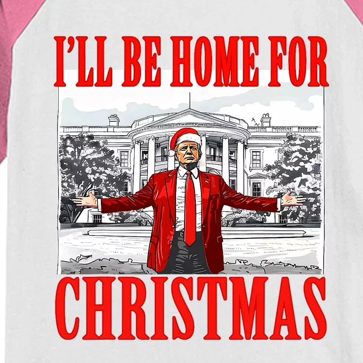 ILl Be Home For Christmas Santa Funny Trump Xmas Pajamas Kids Colorblock Raglan Jersey