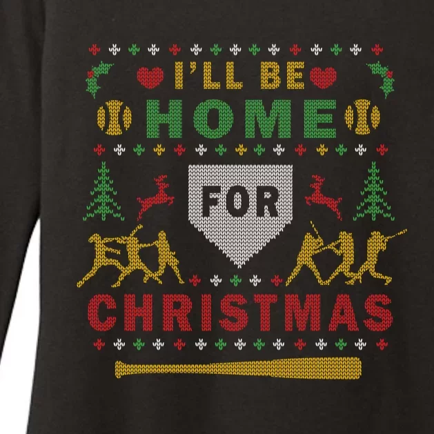 ILl Be Home Softball Ugly Christmas Sweater Party Gift Meaningful Gift Womens CVC Long Sleeve Shirt