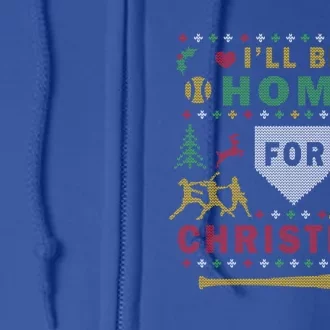 ILl Be Home Softball Ugly Christmas Sweater Party Gift Meaningful Gift Full Zip Hoodie