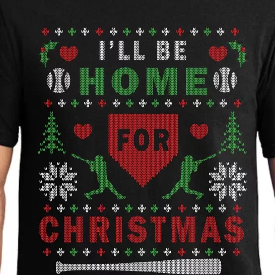 ILl Be Home For Christmas Baseball Ugly Christmas Gift Funny Gift Pajama Set