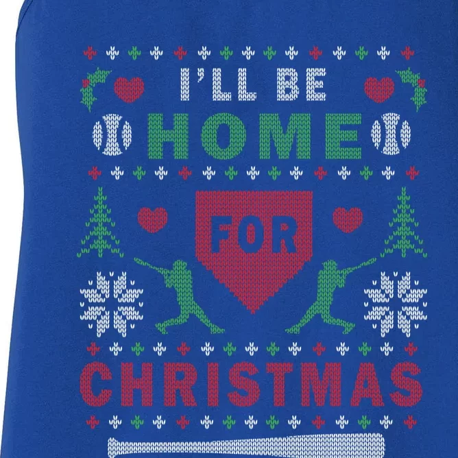 ILl Be Home For Christmas Baseball Ugly Christmas Gift Funny Gift Women's Racerback Tank