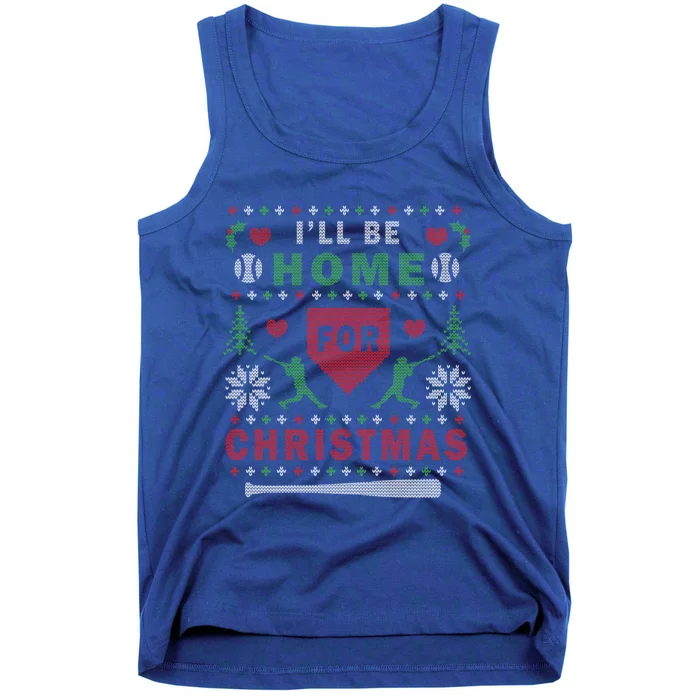 ILl Be Home For Christmas Baseball Ugly Christmas Gift Funny Gift Tank Top