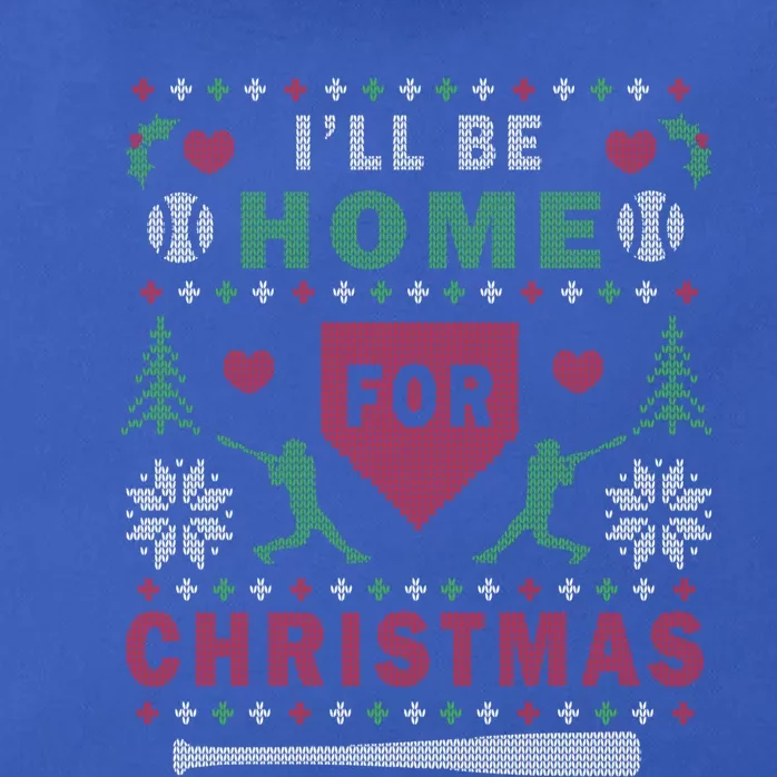 ILl Be Home For Christmas Baseball Ugly Christmas Gift Funny Gift Zip Tote Bag