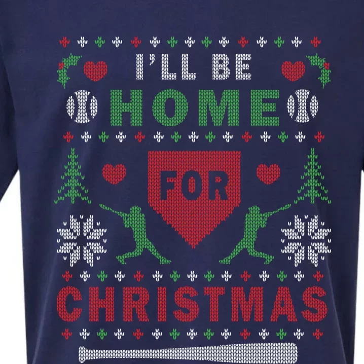 ILl Be Home For Christmas Baseball Ugly Christmas Gift Funny Gift Sueded Cloud Jersey T-Shirt