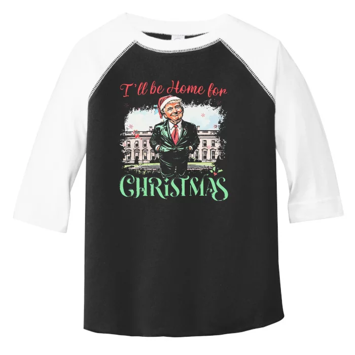 ILl Be Home For Christmas Funny Santa Trump 2024 Election Toddler Fine Jersey T-Shirt