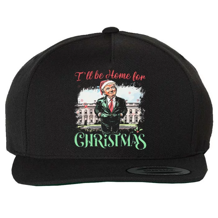 ILl Be Home For Christmas Funny Santa Trump 2024 Election Wool Snapback Cap