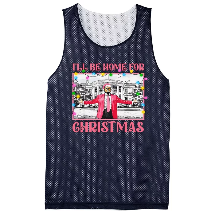 ILl Be Home For Christmas Santa Funny Trump Xmas Pajamas Mesh Reversible Basketball Jersey Tank