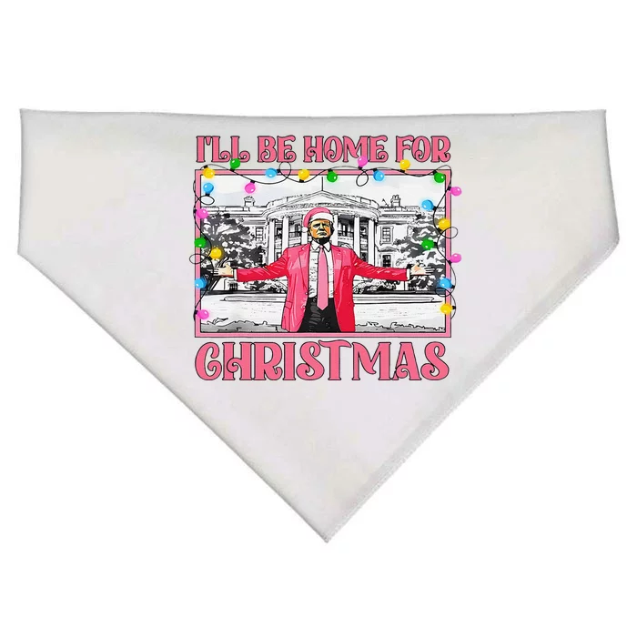 ILl Be Home For Christmas Santa Funny Trump Xmas Pajamas USA-Made Doggie Bandana