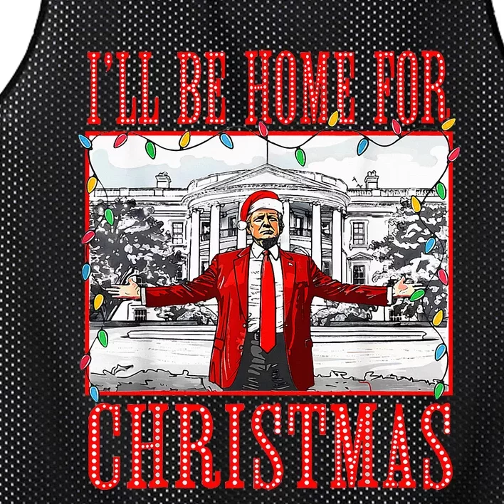 ILl Be Home For Christmas Santa Funny Trump Xmas Pajamas Mesh Reversible Basketball Jersey Tank