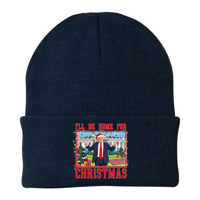 ILl Be Home For Christmas Santa Funny Trump Xmas Pajamas Knit Cap Winter Beanie